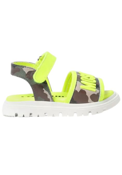 Sandali bambino giallo fluo in pelle<BR/>